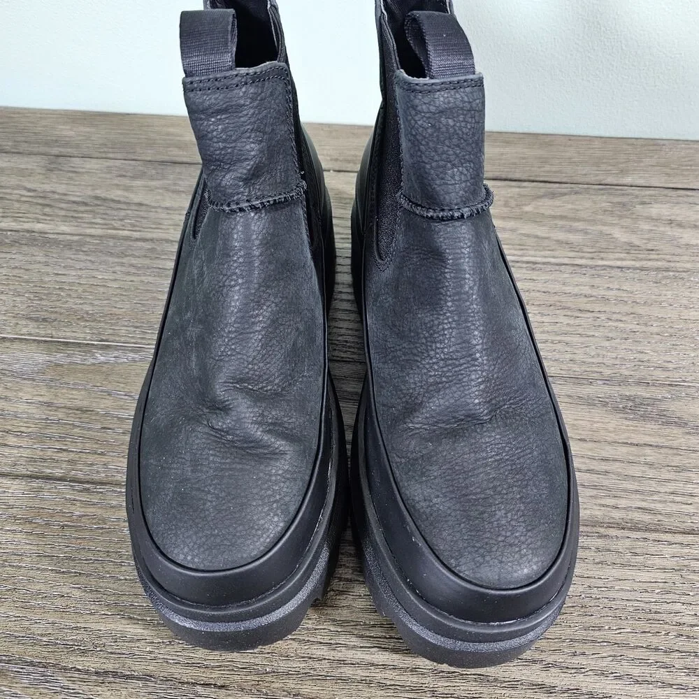 UGG Women's Brisbane Chelsea‎ Platform Black Leather Boots Size 9